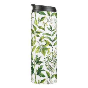 Watercolor Botanical Green leaves  Thermal Tumbler