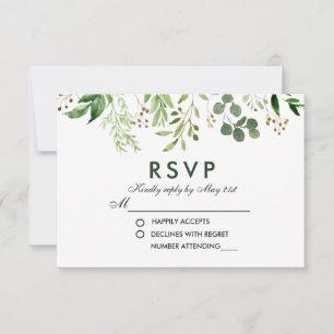 Watercolor Botanical Green RSVP Wedding