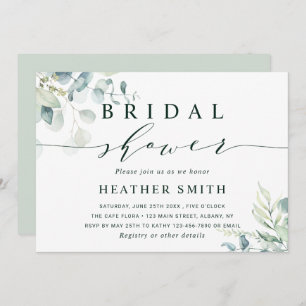 Watercolor Botanical Greenery Bridal Shower Invitation