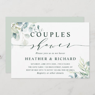 Watercolor Botanical Greenery Couples Shower Invitation