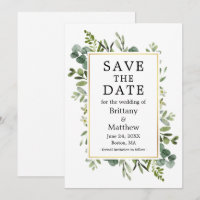 Watercolor Botanical Greenery Eucalyptus Gold