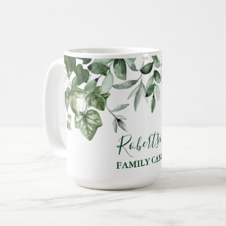 Watercolor Botanical Greenery Family Cabin Large Coffee Mug