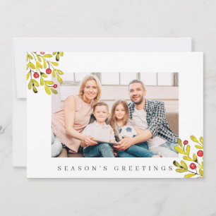 Watercolor Botanical Greenery Foliage Christmas Holiday Card