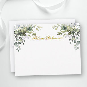 Watercolor Botanical Greenery Gold Personalised Card