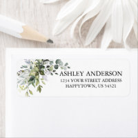 Watercolor Botanical Greenery Return Address