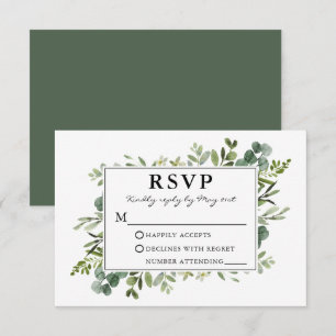 Watercolor Botanical Greenery Sage Wedding RSVP Card