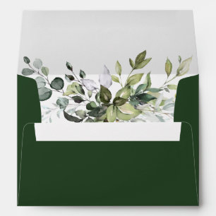Watercolor Botanical Greenery Wedding Green Envelope