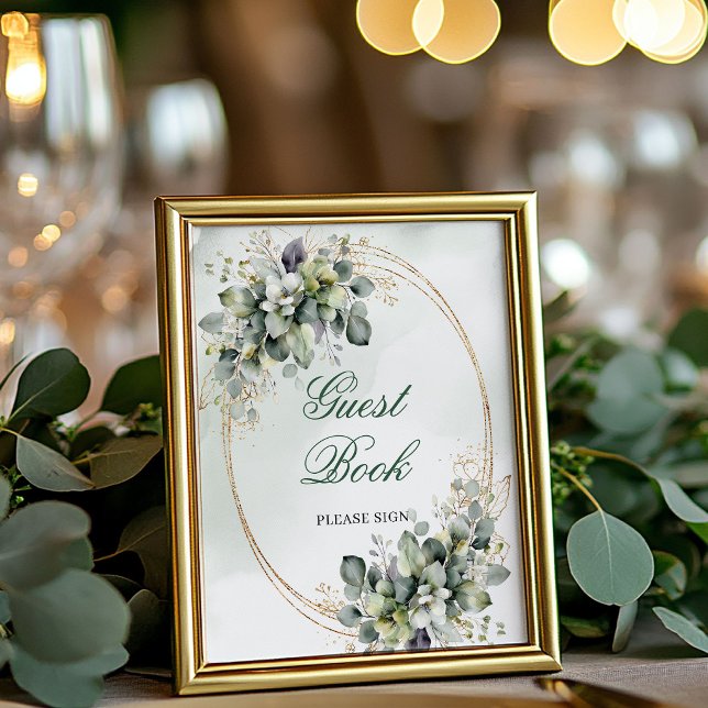 Watercolor Botanical Guest Book Tabletop Sign (Watercolor Botanical Guest Book Tabletop Sign)