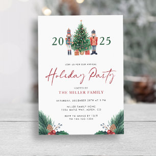 Watercolor Botanical Holiday Party Invitations
