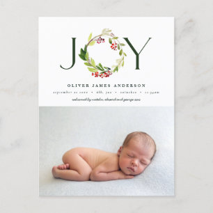 Watercolor botanical holiday postcard