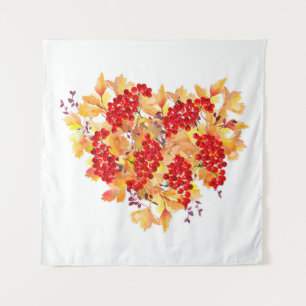 Watercolor botanical illustration. Heart shaped au Tapestry