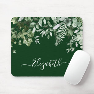 Watercolor Botanical Ivy Sage Ferns Green Mouse Pad