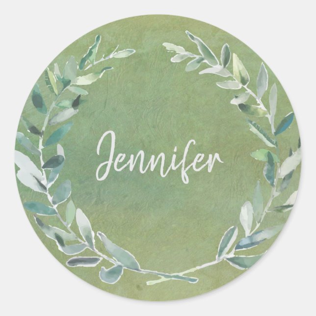 Watercolor botanical leaves monogram name seals (Front)