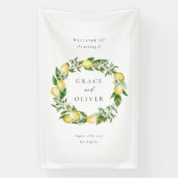 Watercolor Botanical Lemon Wreath Wedding