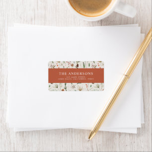 Watercolor botanical modern minimal terracotta label