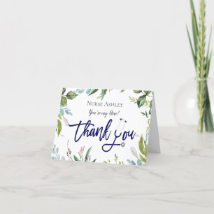 Watercolor Botanical Nurses Doctors Personalised Thank You Card