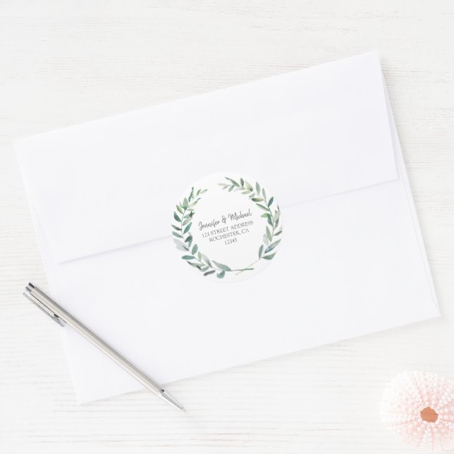 Watercolor botanical olive leaves Wedding seals (Envelope)