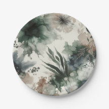 Watercolor Botanical Paper Plates