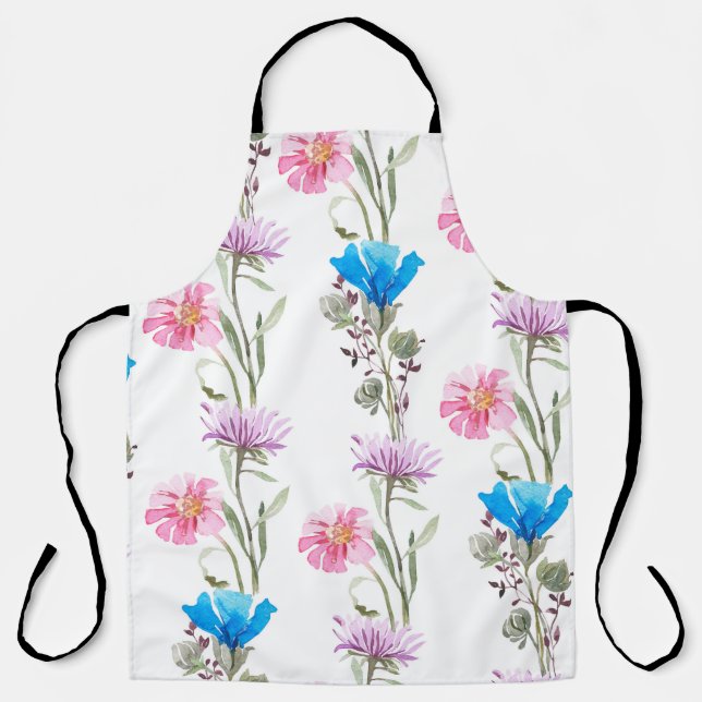 Watercolor botanical pattern apron (Front)