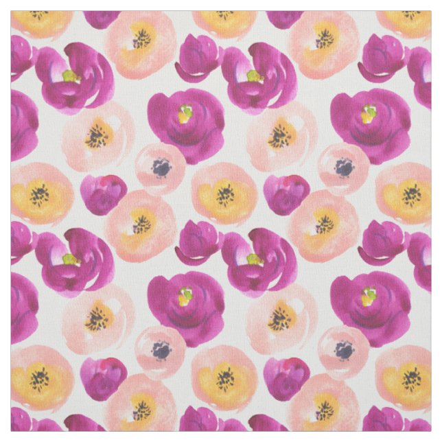 Watercolor Botanical Pattern Fabric (Swatch)