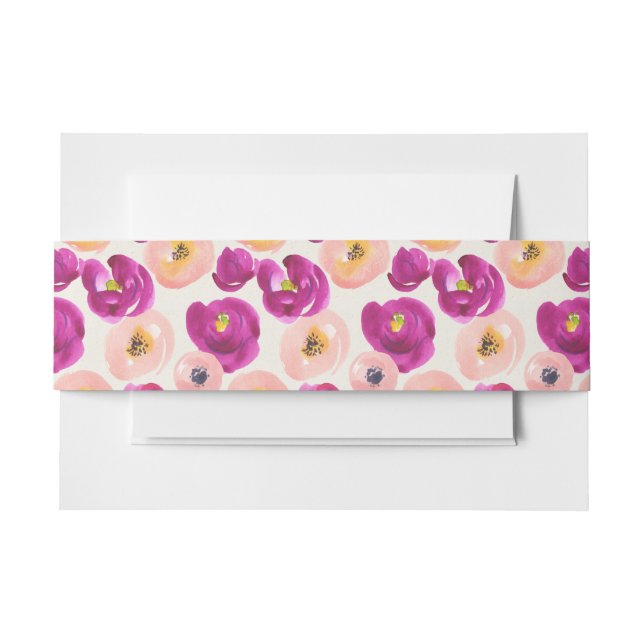 Watercolor Botanical Pattern Invitation Belly Band (Front Example)