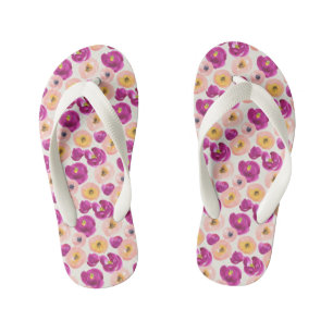 Watercolor Botanical Pattern Kid's Thongs