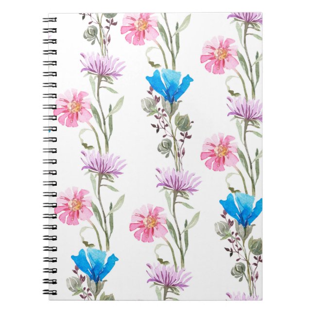 Watercolor botanical pattern notebook (Front)