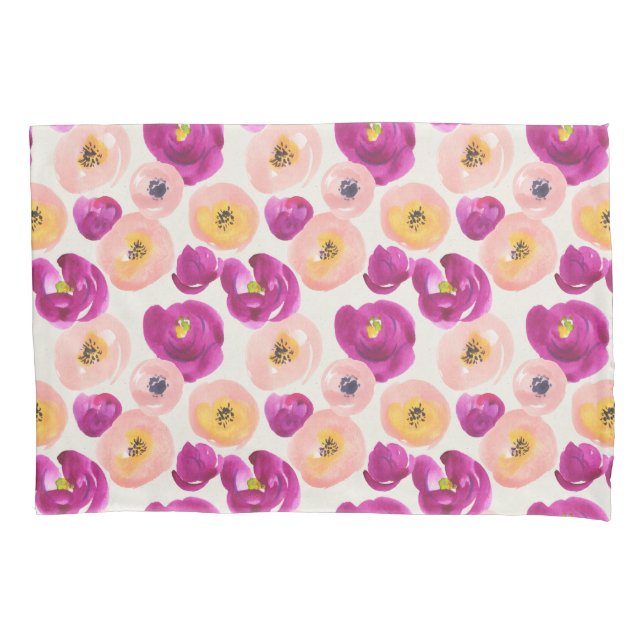 Watercolor Botanical Pattern Pillowcase (Front-Left)