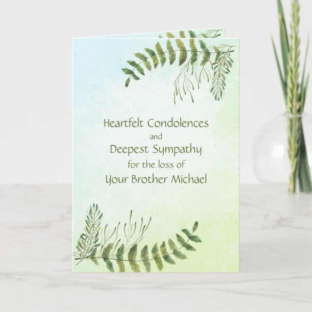 Watercolor Botanical Personalised Sympathy Card (Front)