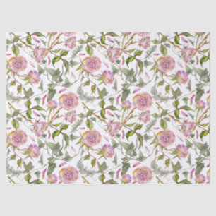 Watercolor Botanical Pink Boho Rose Tissue Paper