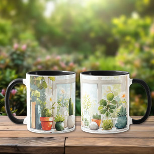 Watercolor Botanical Plants & Succulents Coffee Mug