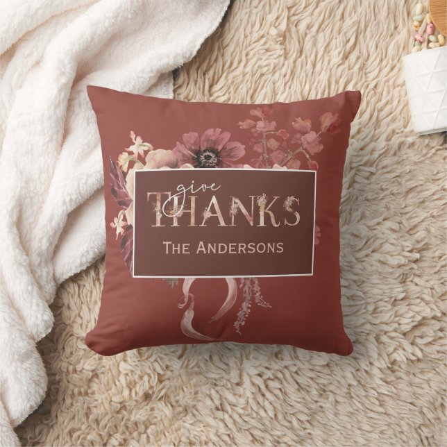 Watercolor Botanical Pumpkins Thanksgiving Cushion (Blanket)
