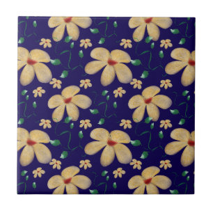 Watercolor Botanical Seamless Pattern Ceramic Tile
