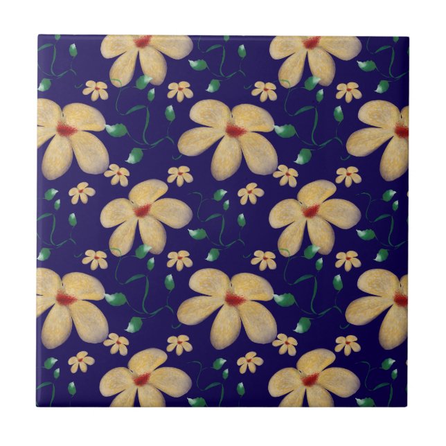 Watercolor Botanical Seamless Pattern   Ceramic Tile (Front)