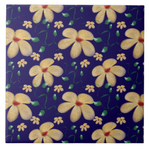 Watercolor Botanical Seamless Pattern Ceramic Tile