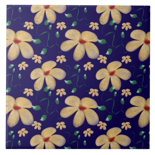 Watercolor Botanical Seamless Pattern   Ceramic Tile (Front)
