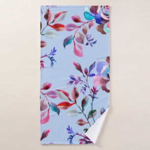 Watercolor botanical seamless pattern. Hand drawn Bath Towel