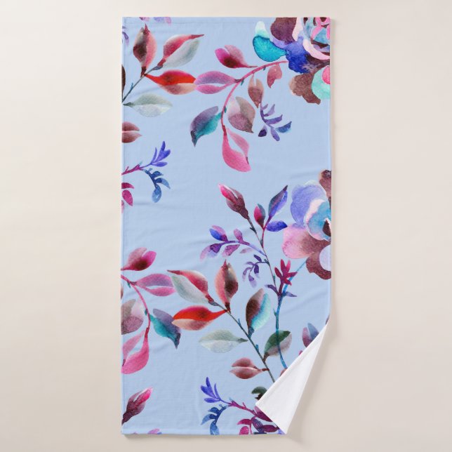 Watercolor botanical seamless pattern. Hand drawn  Bath Towel (Bath Towel)