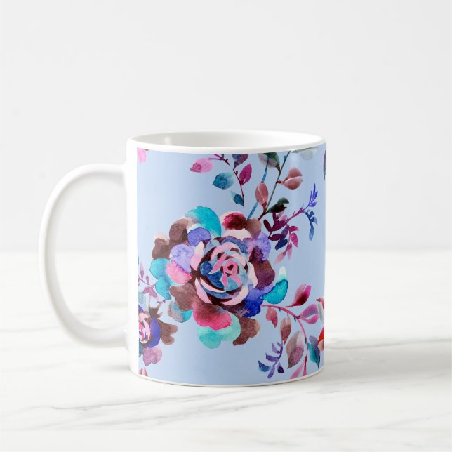 Watercolor botanical seamless pattern. Hand drawn  Coffee Mug (Left)