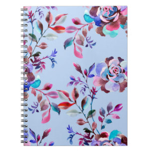 Watercolor botanical seamless pattern. Hand drawn Notebook