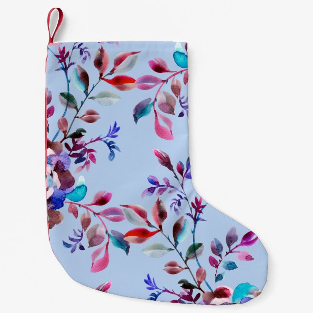 Watercolor botanical seamless pattern. Hand drawn  Small Christmas Stocking (Front)