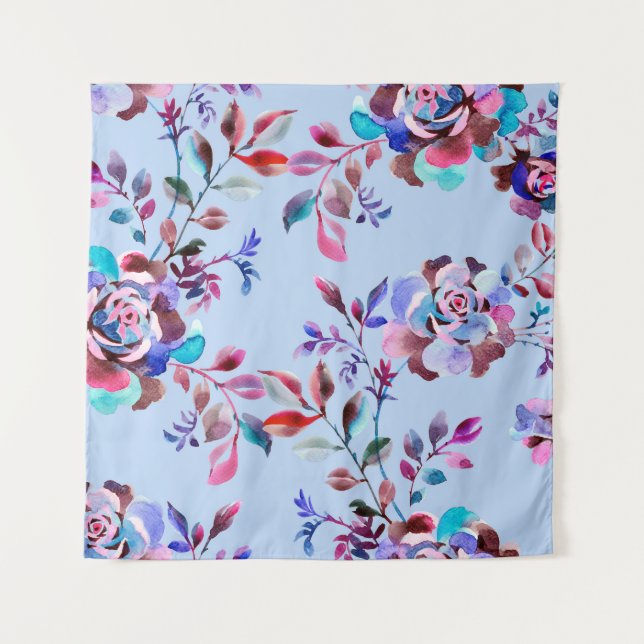 Watercolor botanical seamless pattern. Hand drawn  Tapestry (Front)