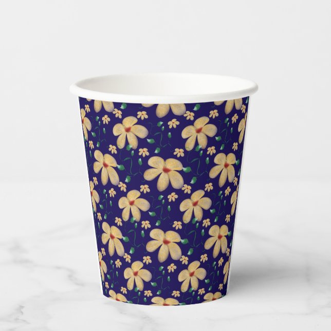 Watercolor Botanical Seamless Pattern   Paper Cups (Front)