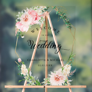 Watercolor Botanical Spring Geometric Wedding Acrylic Sign