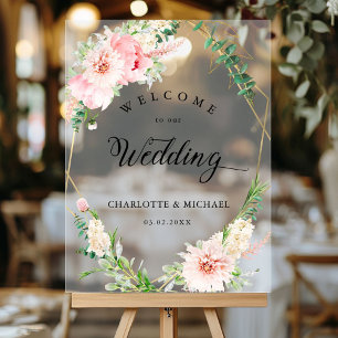 Watercolor Botanical Spring Geometric Wedding Acrylic Sign