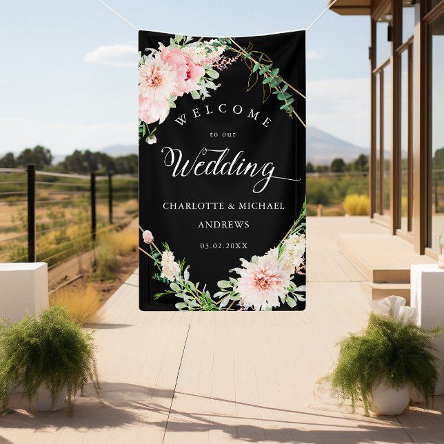 Watercolor Botanical Spring Geometric Wedding  Banner (Creator Uploaded)