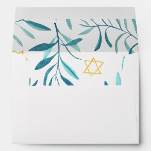 Watercolor Botanical Star of David Bar Bat Mitzvah Envelope