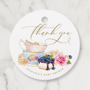 Watercolor Botanical Teacups Tea Party Baby Shower Favour Tags