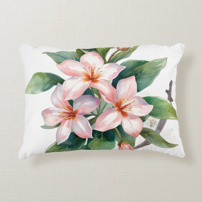 Watercolor Botanical Throw Pillow Cover (Front)