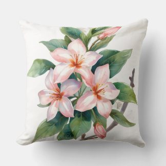 Watercolor Botanical Throw Pillow Cover